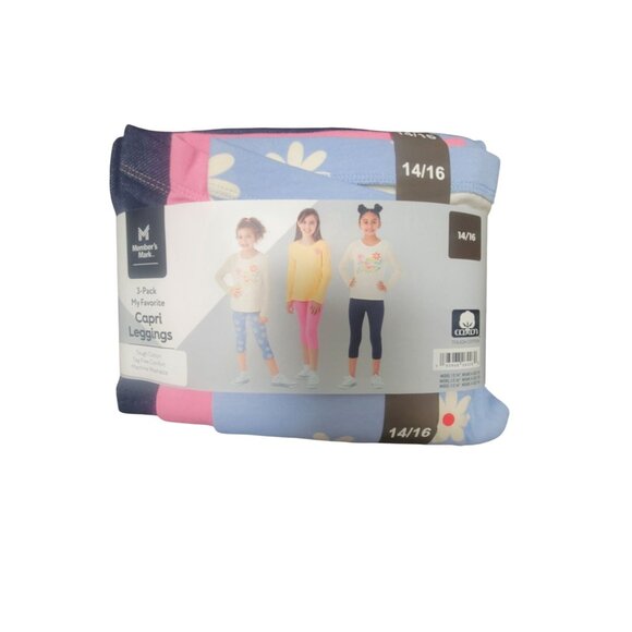 Members Mark Girls 3-Pack Leggings Daisy Print Assorted Colors Sizes 14/16 Soft - Picture 7 of 7